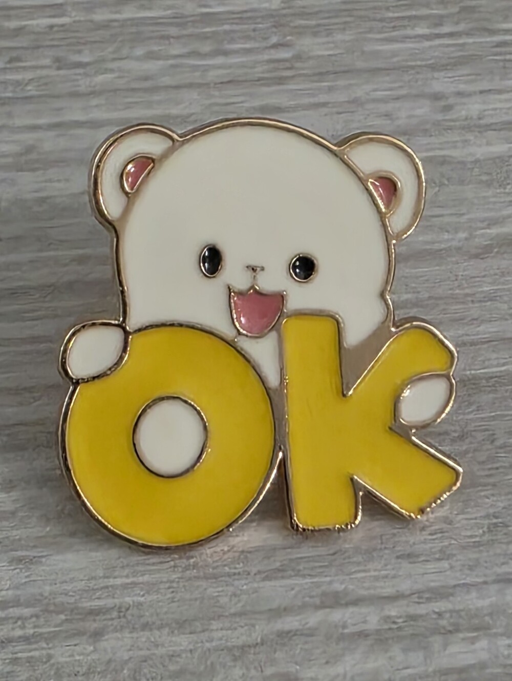 OK Teddy Bear Enamel Pin